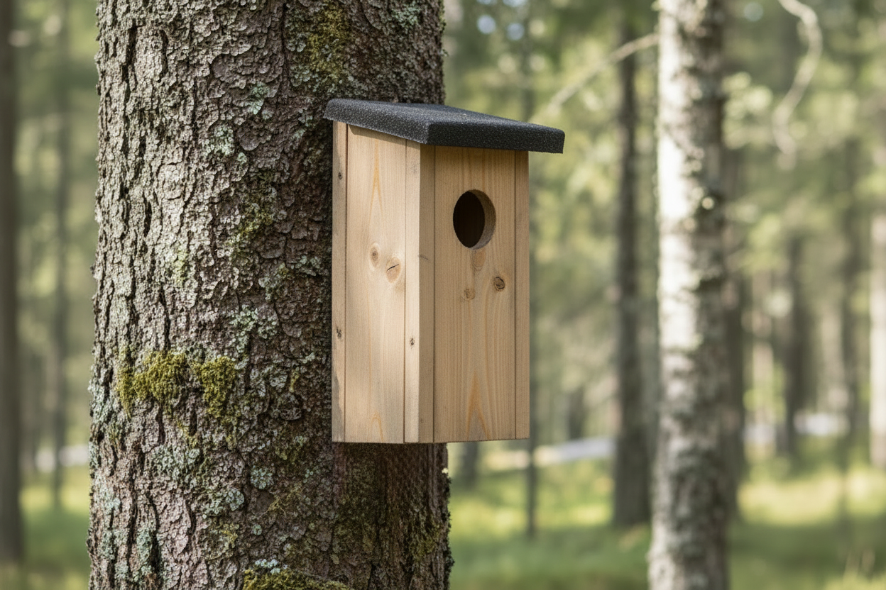 FÄgelhus i naturligt trÀ