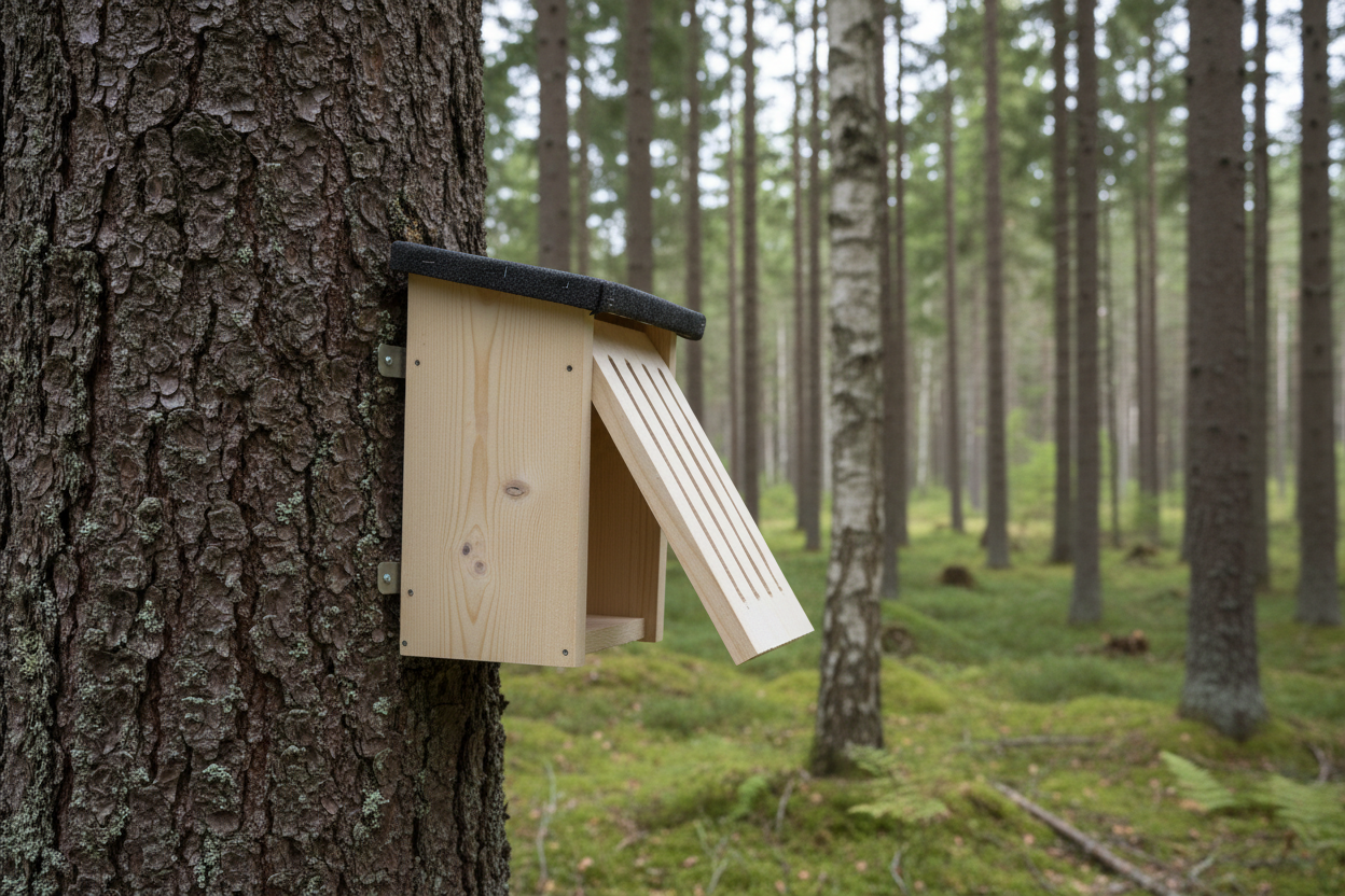Igelkottsbo sidovy på träd