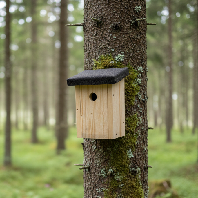 Småfågelholk på träd